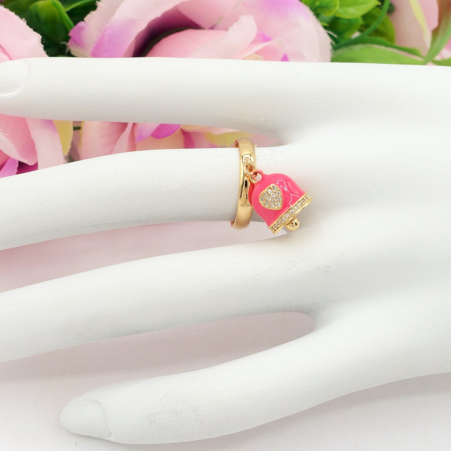TINKERBELL RAINBOW - Anello a campanella con Cubic Zirconia a forma di cuore