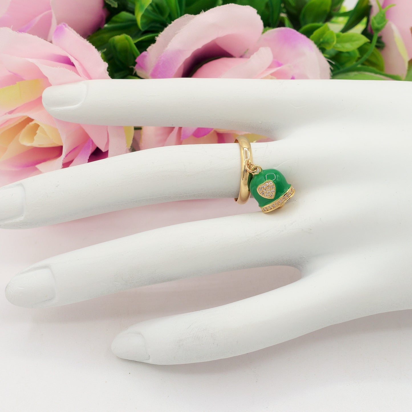 TINKERBELL RAINBOW - Anello a campanella con Cubic Zirconia a forma di cuore