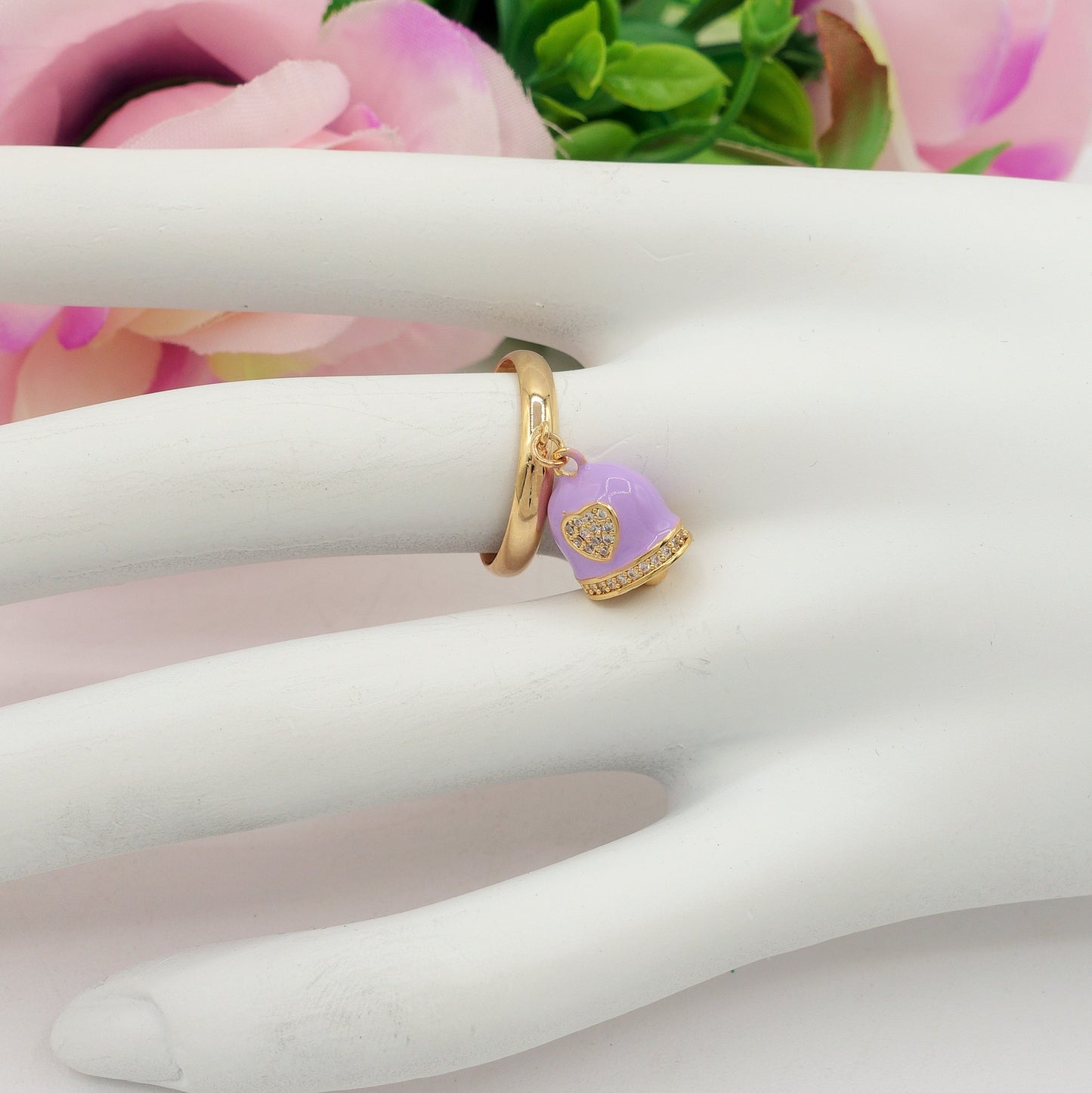 TINKERBELL RAINBOW - Anello a campanella con Cubic Zirconia a forma di cuore