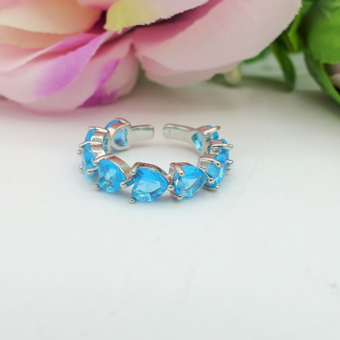 JENNY-Anello regolabile in Cubic Zirconia a forma di Cuore