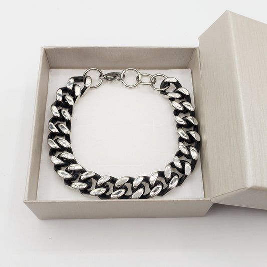 Bracciale uomo catena GROUMETTE brunita XL ACCIAIO