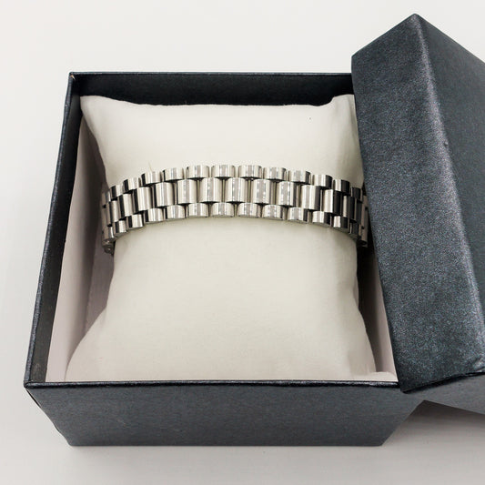 BRACCIALE uomo ACCIAIO catena tripla maglia orologio