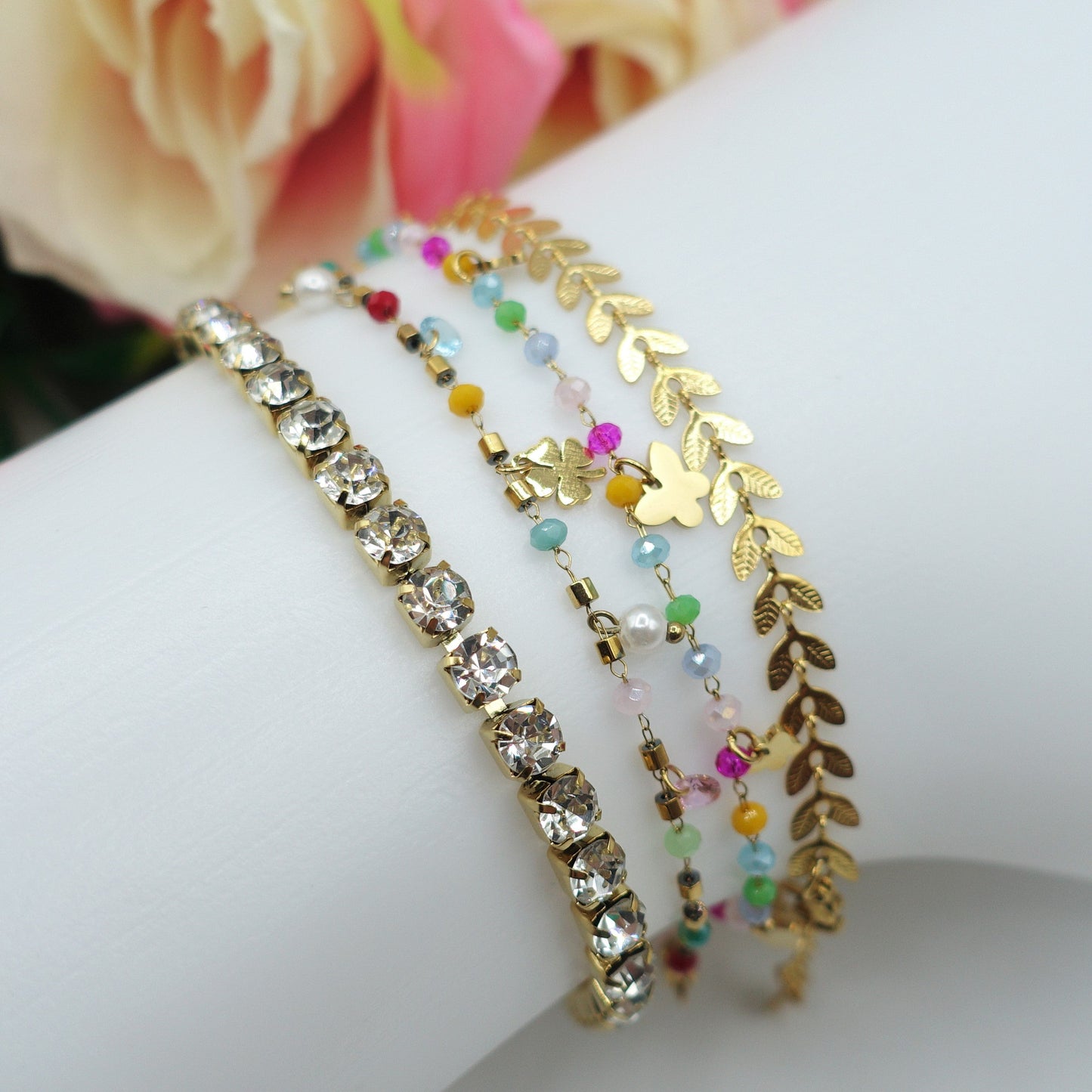 MYKONOS ~ Cavigliera Tennis in ACCIAIO INOSSIDABILE con cubic zirconia 5mm