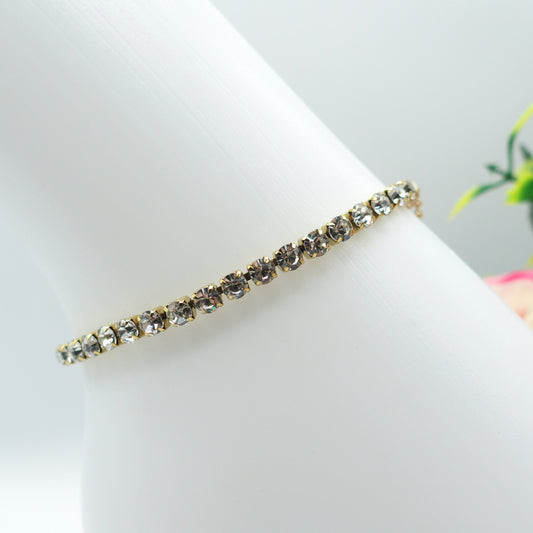 MYKONOS ~ Cavigliera Tennis in ACCIAIO INOSSIDABILE con cubic zirconia 5mm