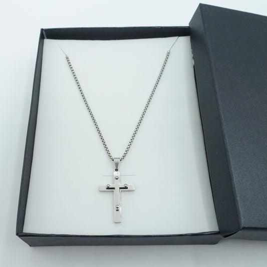 Collana pendente CROCE VITI uomo ACCIAIO