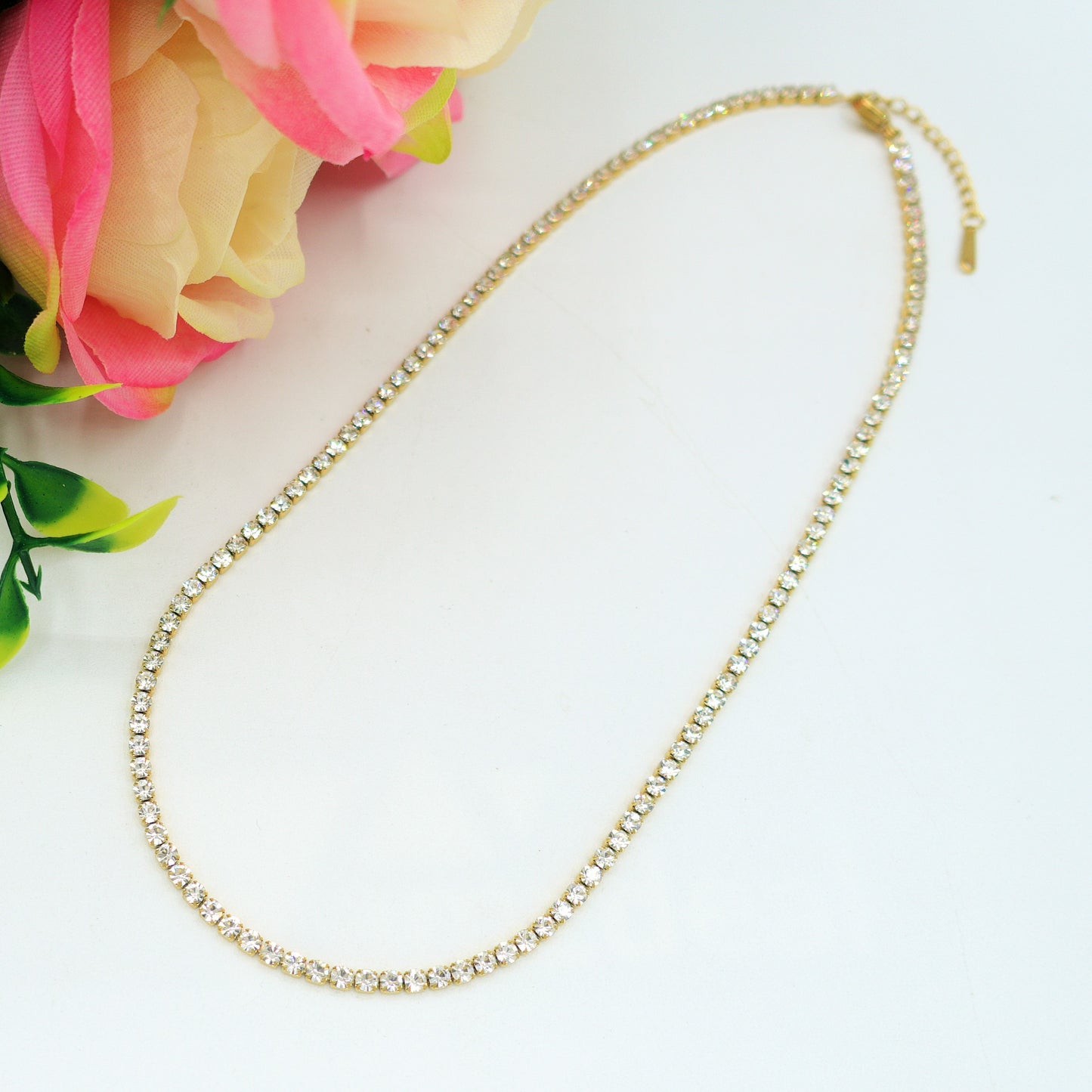 VEGAS ~42cm~ COLLANA TENNIS IN ACCIAIO INOSSIDABILE CON CUBIC ZIRCONIA