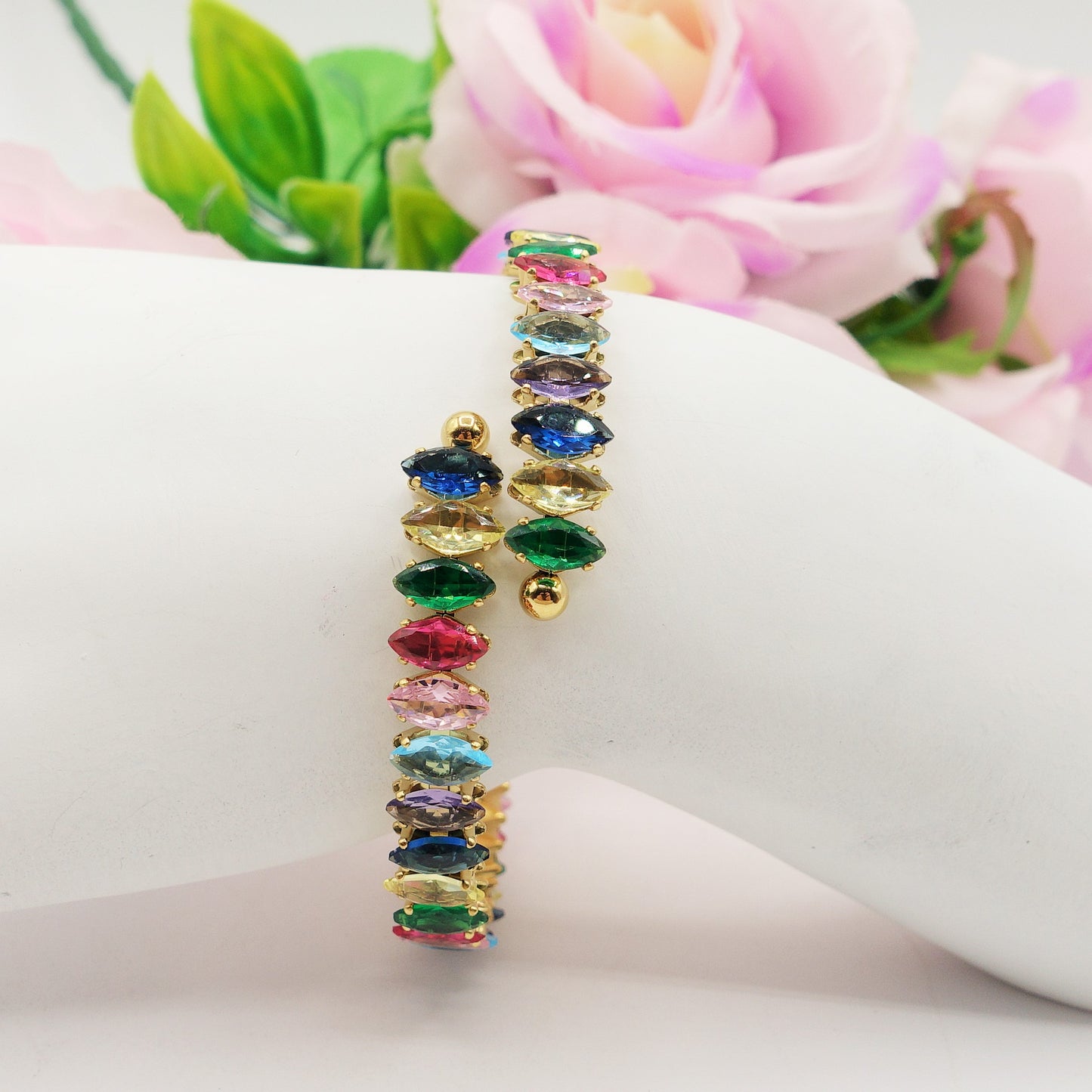 PIPER ~ ACCIAIO INOSSIDABILE - Bracciale rigido contrariè con cubic zirconia