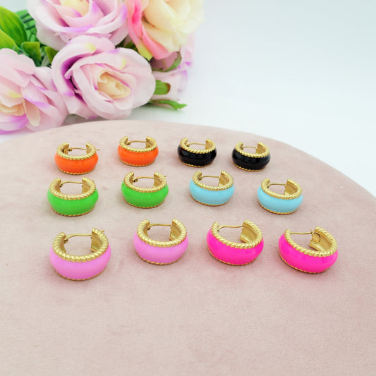 SELENA - ACCIAIO INOSSIDABILE orecchini a cerchio smaltati