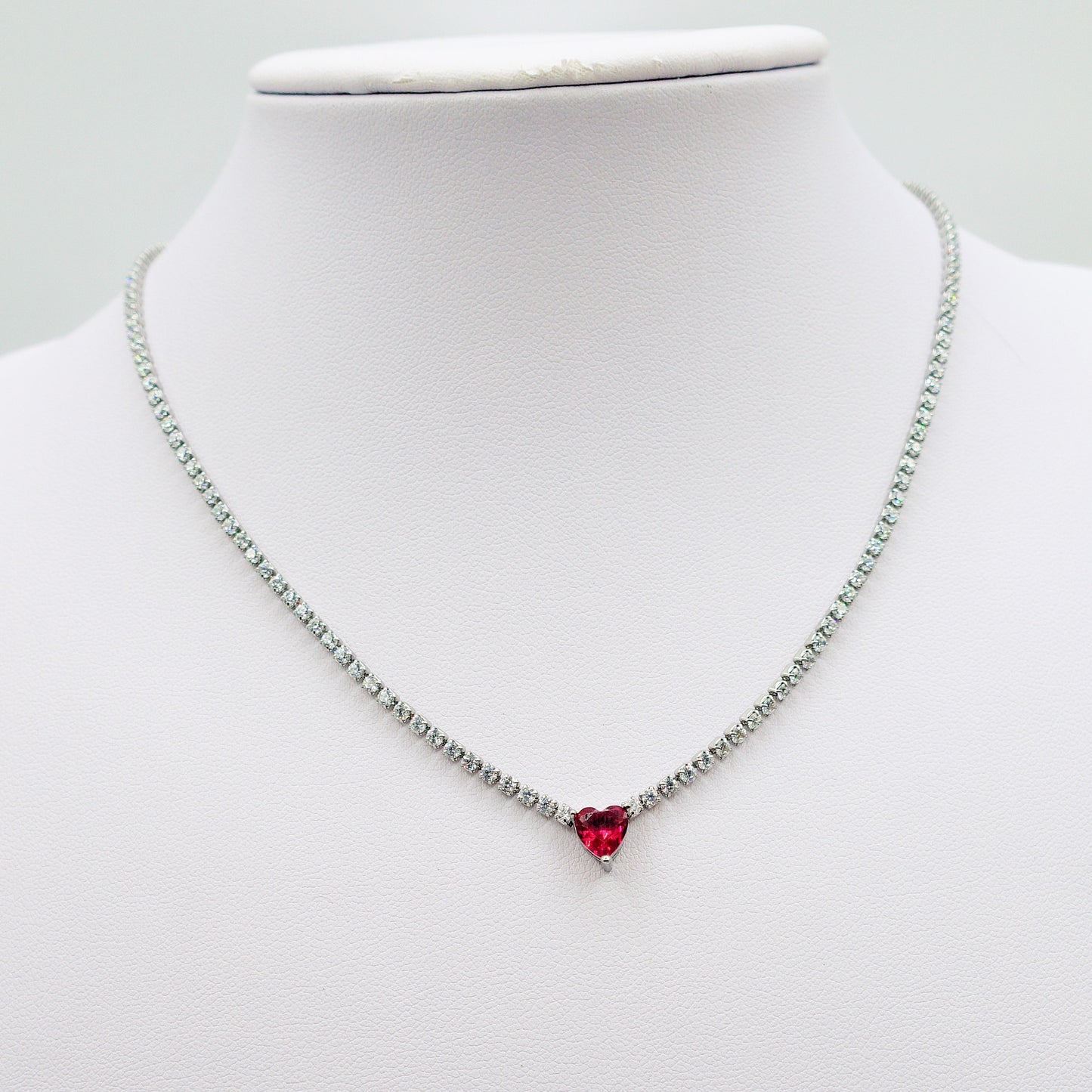 AURORA RED SET ~ Acciaio Inossidabile - Collana, bracciale tennis + Anello in cubic zirconia