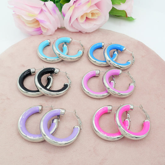 DREW - ACCIAIO INOSSIDABILE - Big Hoops orecchini a cerchio smaltati