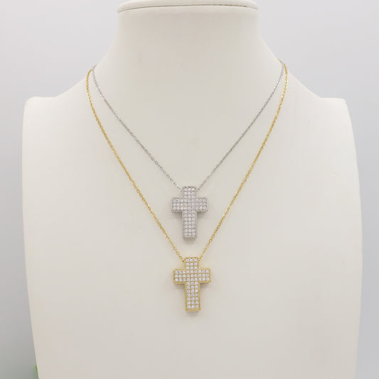 PHOEBE big - ACCIAIO INOSSIDABILE- Collana con pendente croce in cubic zirconia