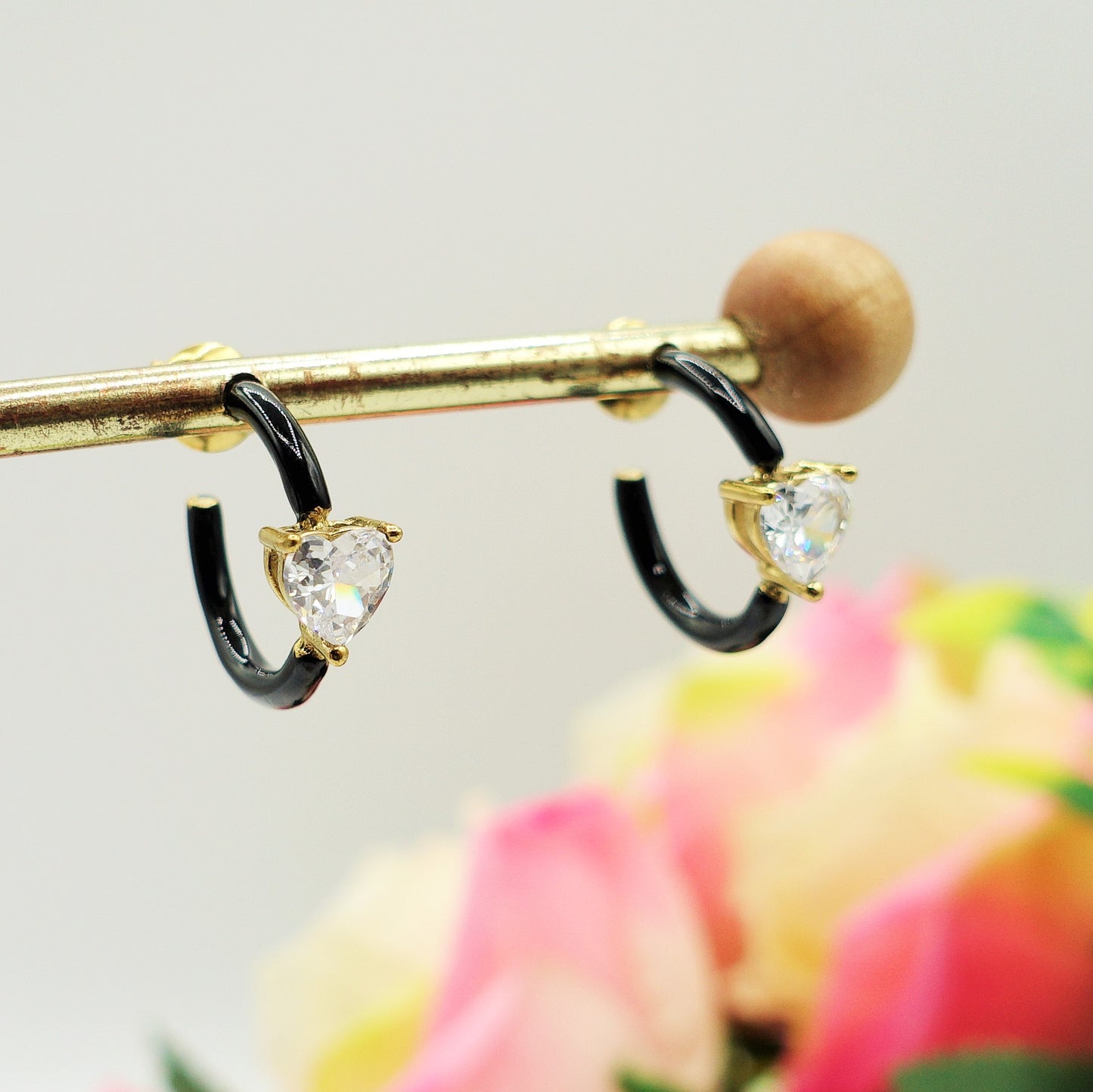ROSE FLUO - HOOPS - acciaio inossidabile- 13 colori orecchini a cerchio smaltati con cubic zirconia