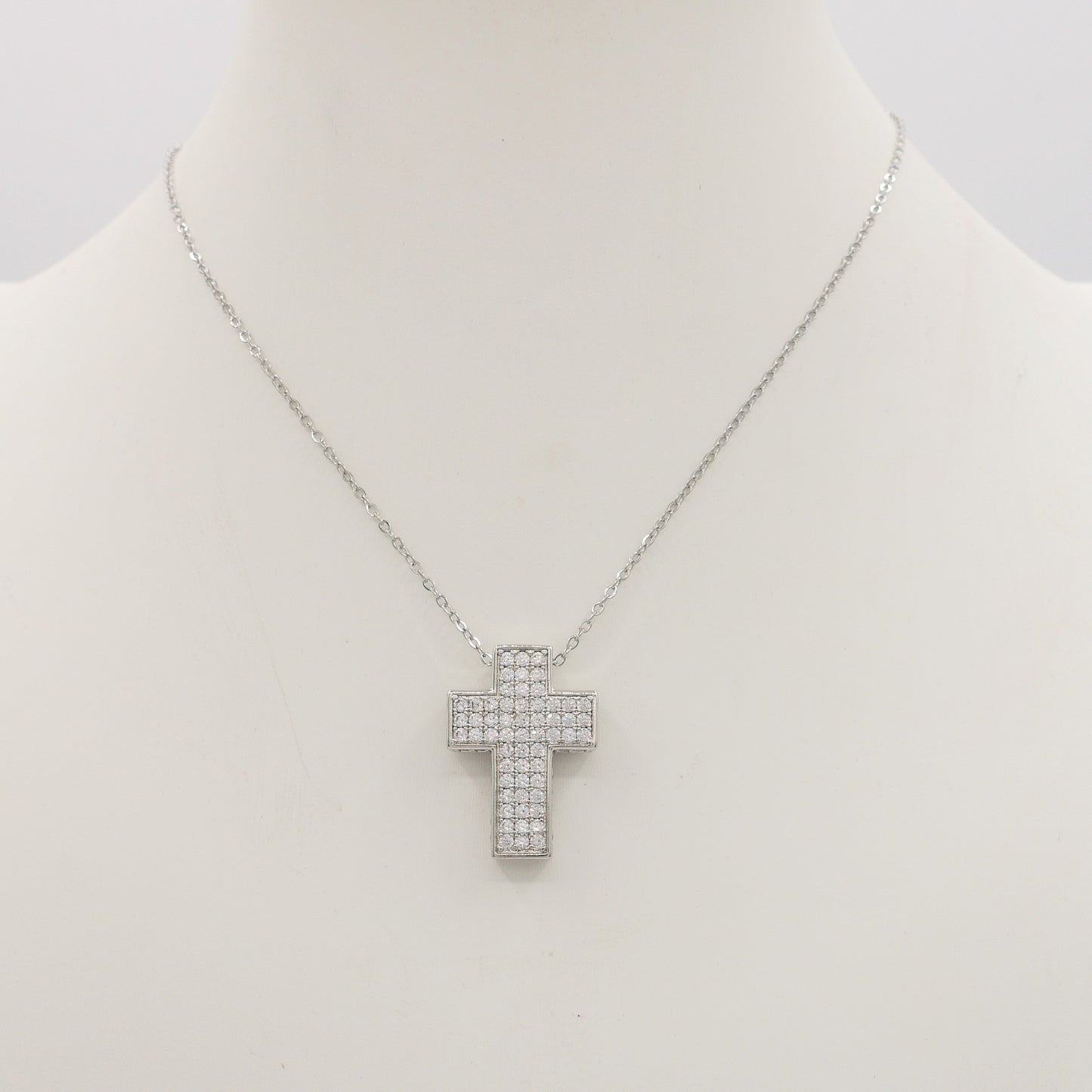 PHOEBE big - ACCIAIO INOSSIDABILE- Collana con pendente croce in cubic zirconia