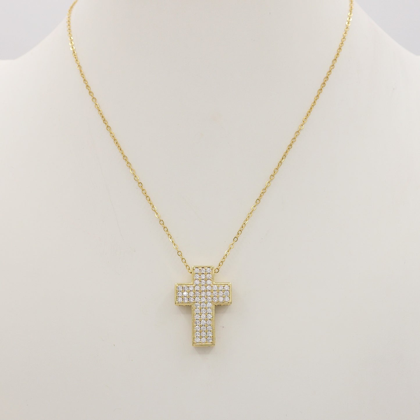 PHOEBE big - ACCIAIO INOSSIDABILE- Collana con pendente croce in cubic zirconia