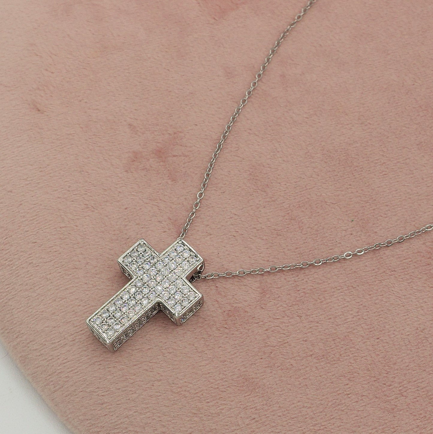 PHOEBE big - ACCIAIO INOSSIDABILE- Collana con pendente croce in cubic zirconia