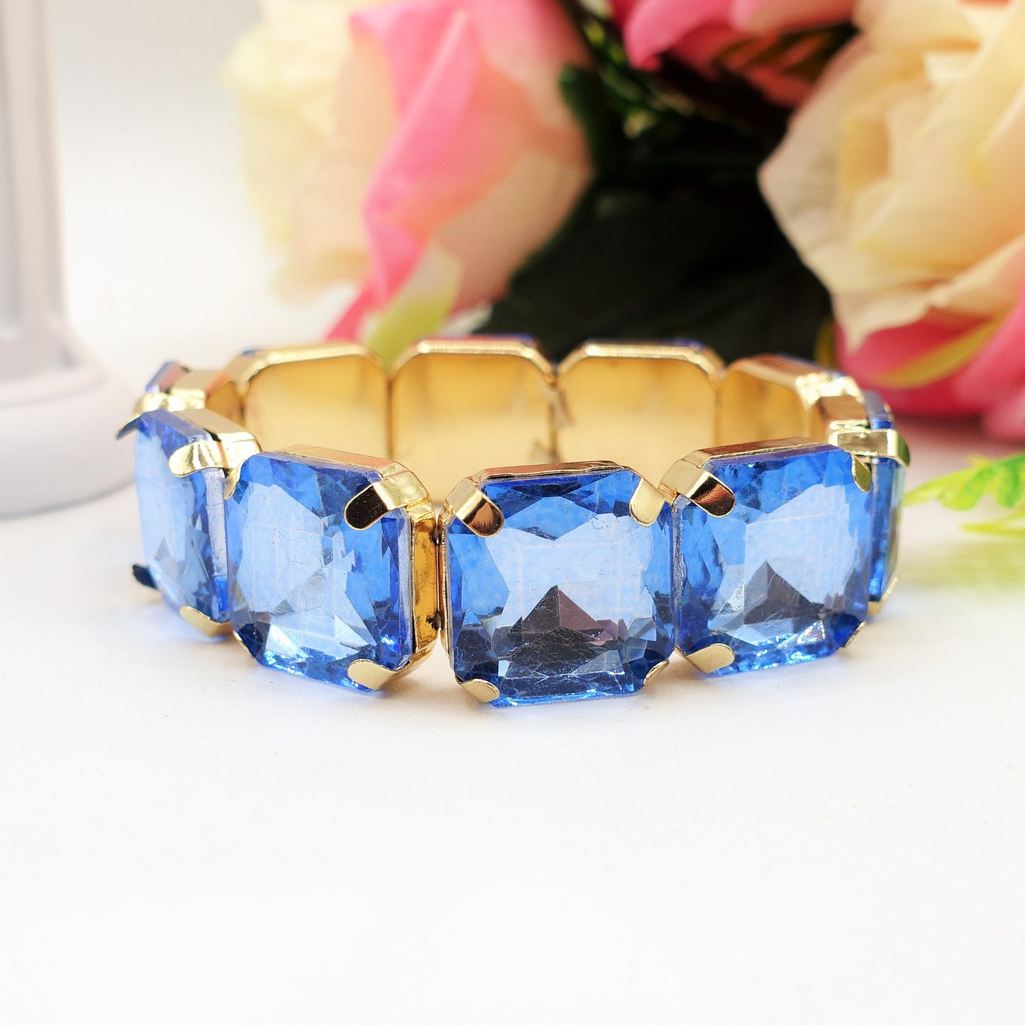 MARGOT SQUARE -Bracciale Elasticizzato con pietre sfaccettate - LUCE COLLECTION