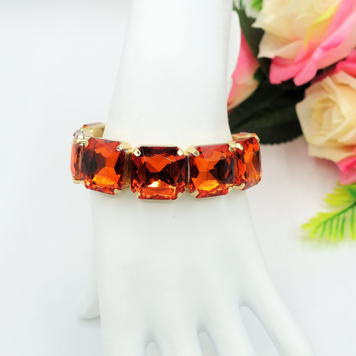 MARGOT SQUARE -Bracciale Elasticizzato con pietre sfaccettate - LUCE COLLECTION