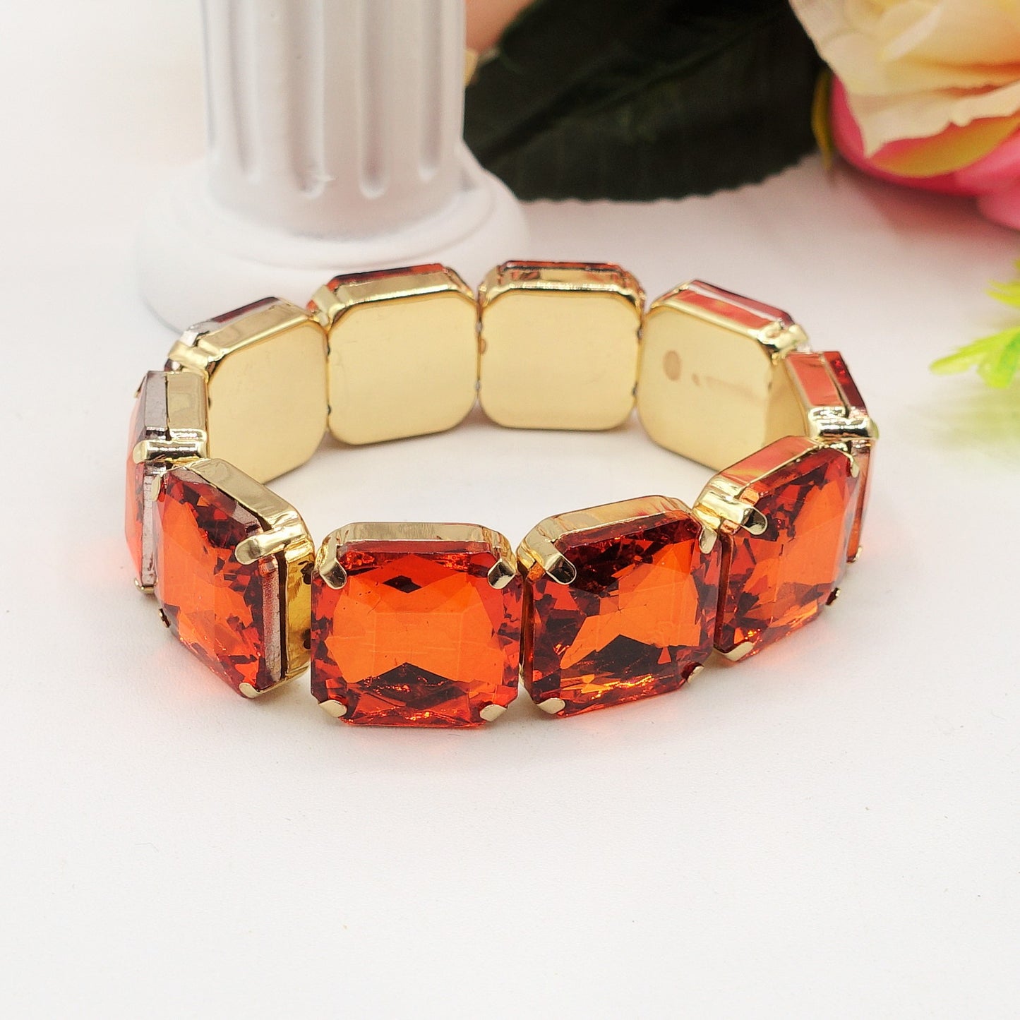 MARGOT SQUARE -Bracciale Elasticizzato con pietre sfaccettate - LUCE COLLECTION