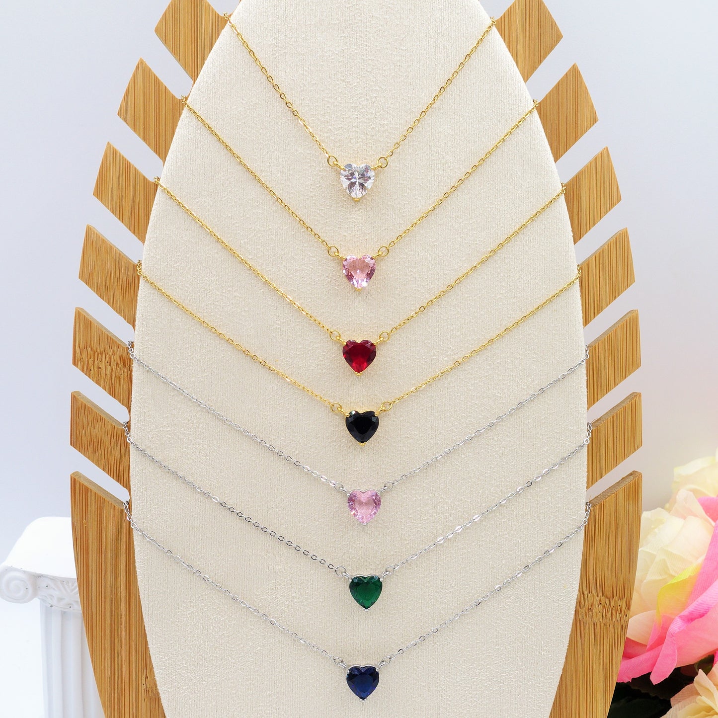 VICTORIA~ ACCIAIO INOSSIDABILE -Collana Cuore Solitario in cubic zirconia