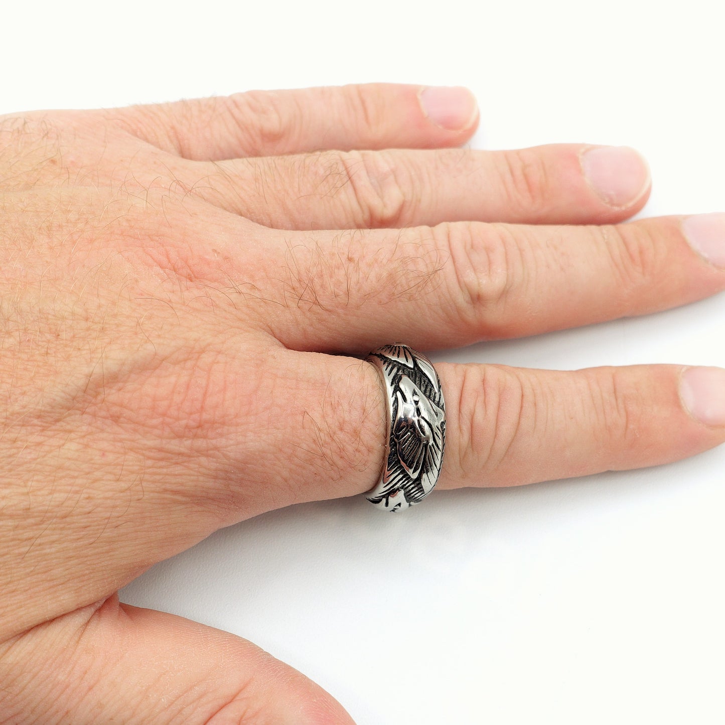 ANELLO maxi fede uomo inciso ACCIAIO