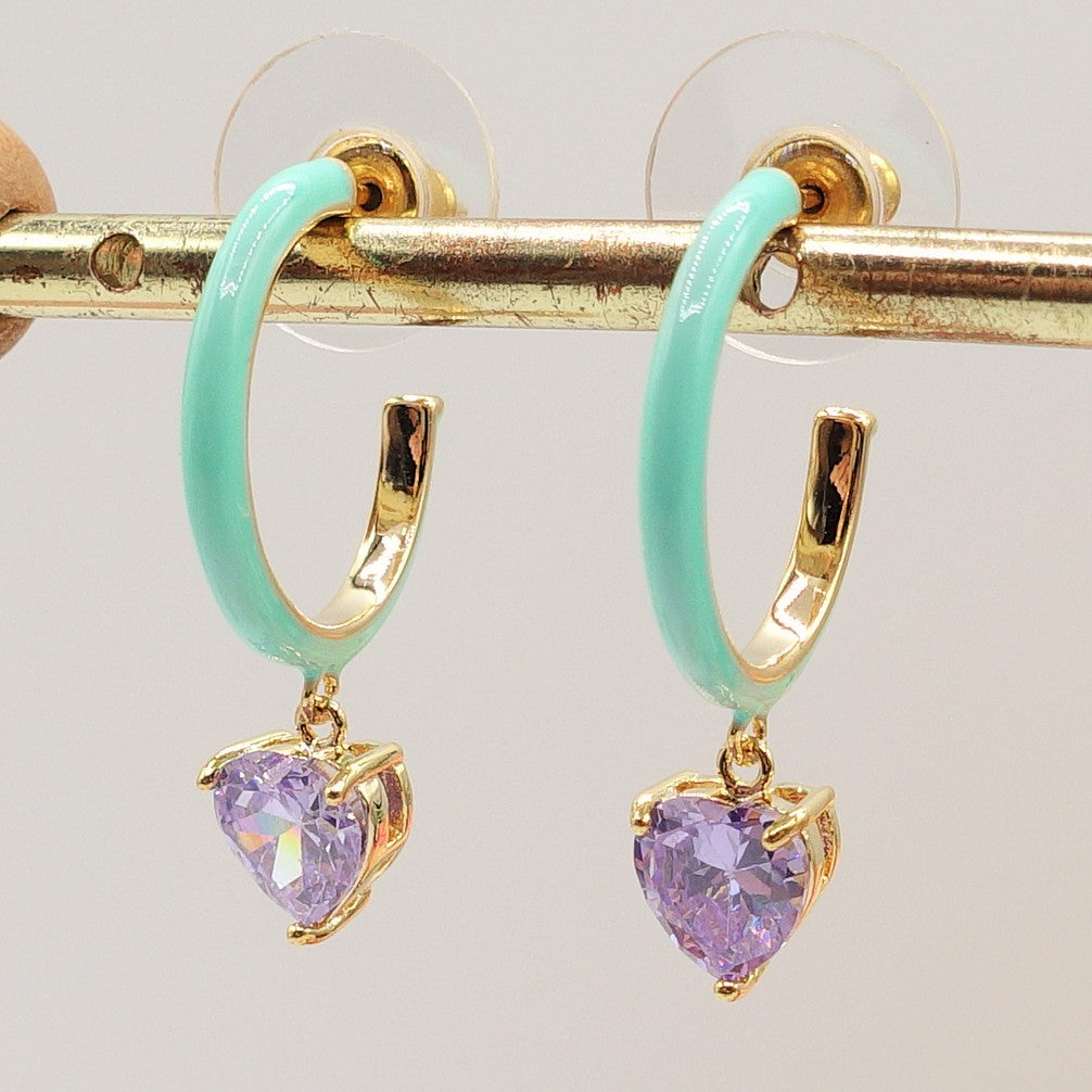 Cherie Fluo hoops- Orecchini a cerchio smaltati con cuore colorato