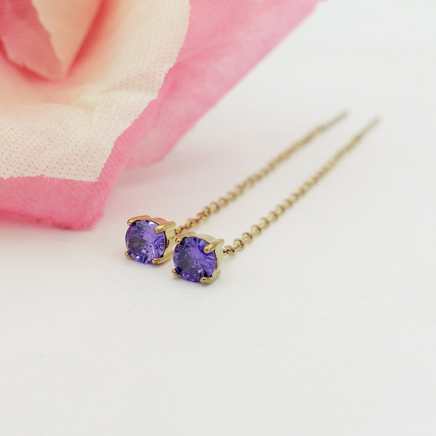 SHINY RAINBOW- Acciaio inossidabile ~ PAIO Orecchini filo pendenti con cubic zirconia