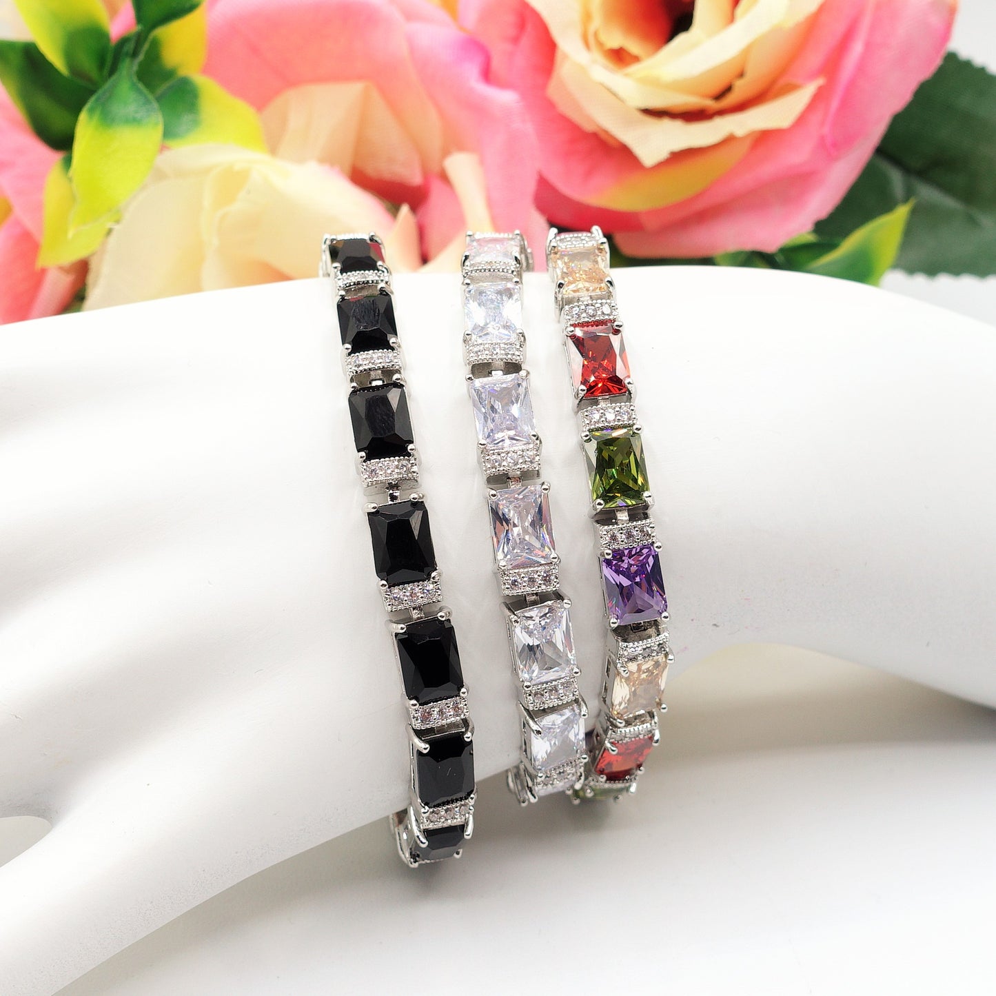 MELODIE - Bracciale Tennis con Cubic Zirconia taglio baguette