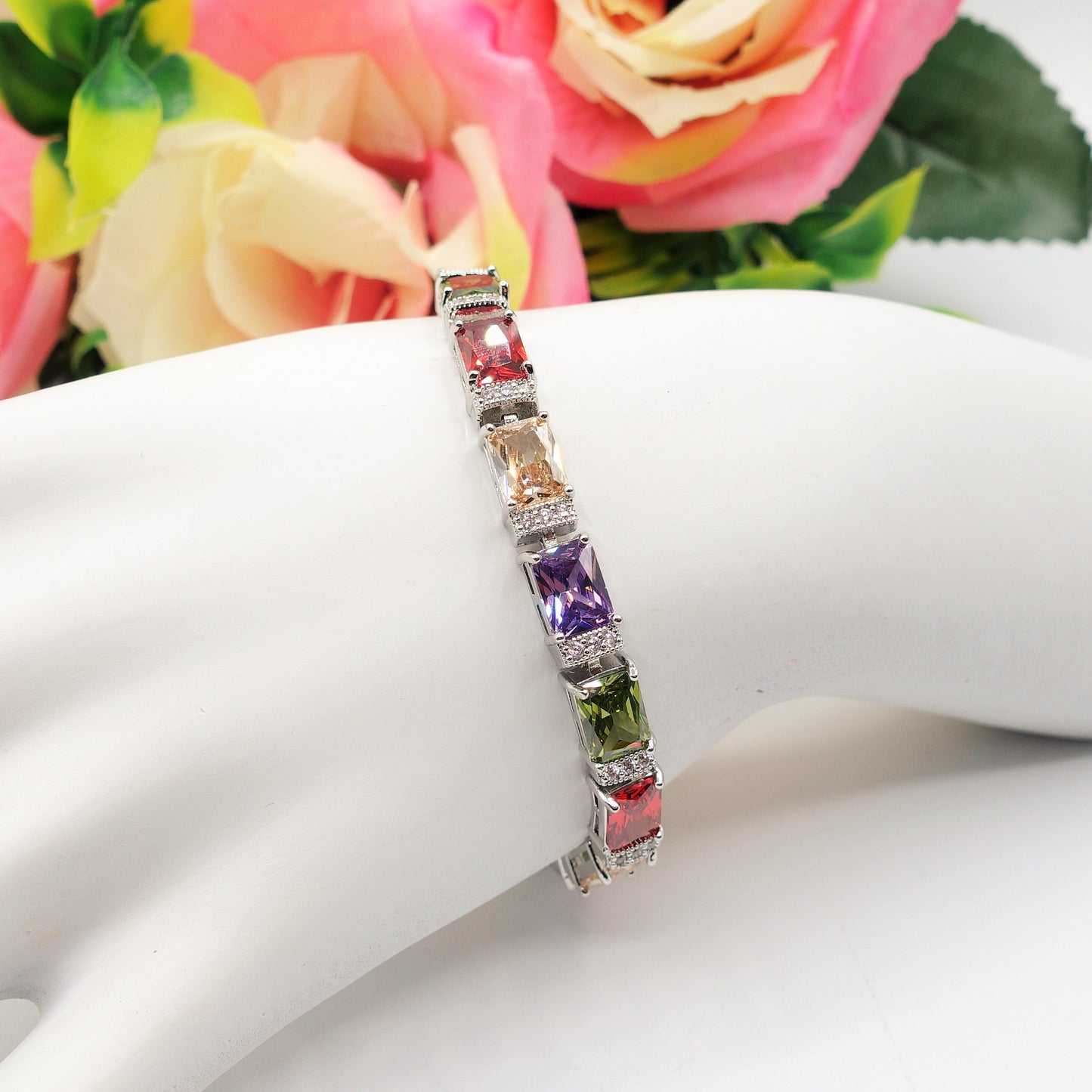 MELODIE - Bracciale Tennis con Cubic Zirconia taglio baguette