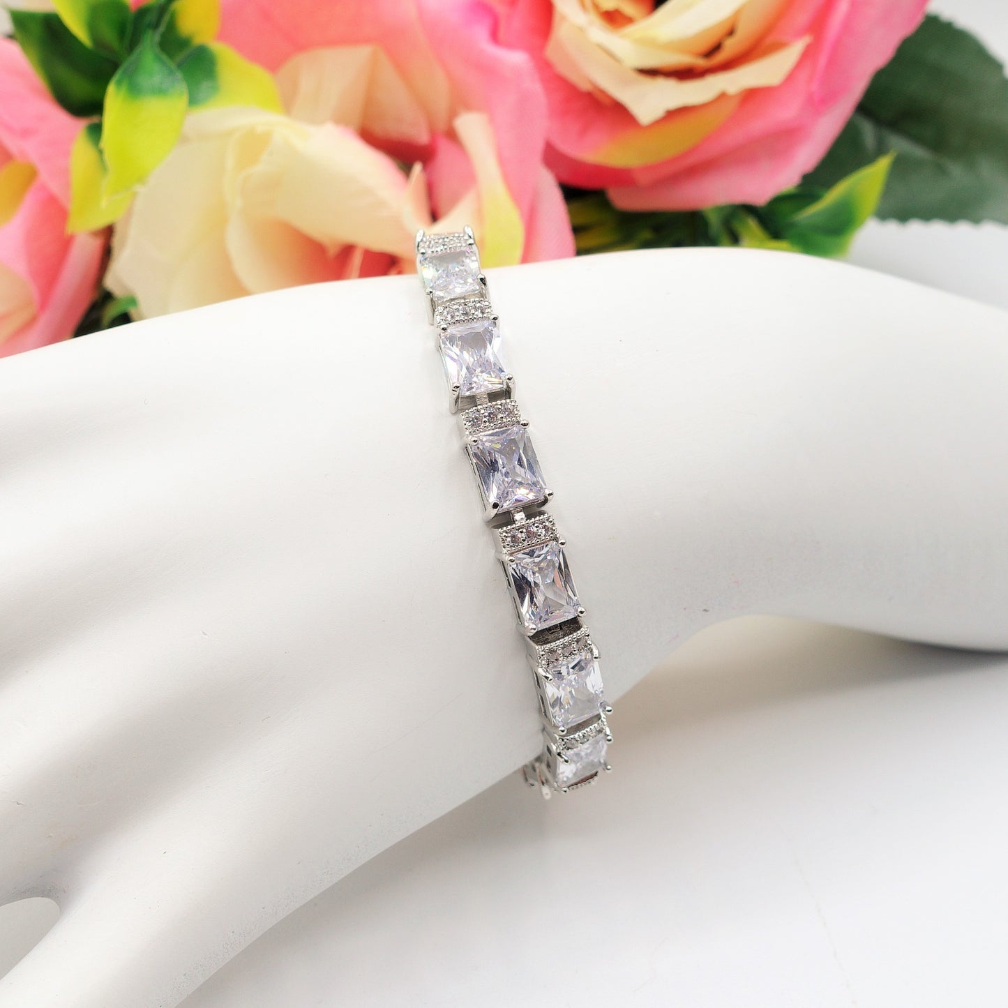 MELODIE - Bracciale Tennis con Cubic Zirconia taglio baguette