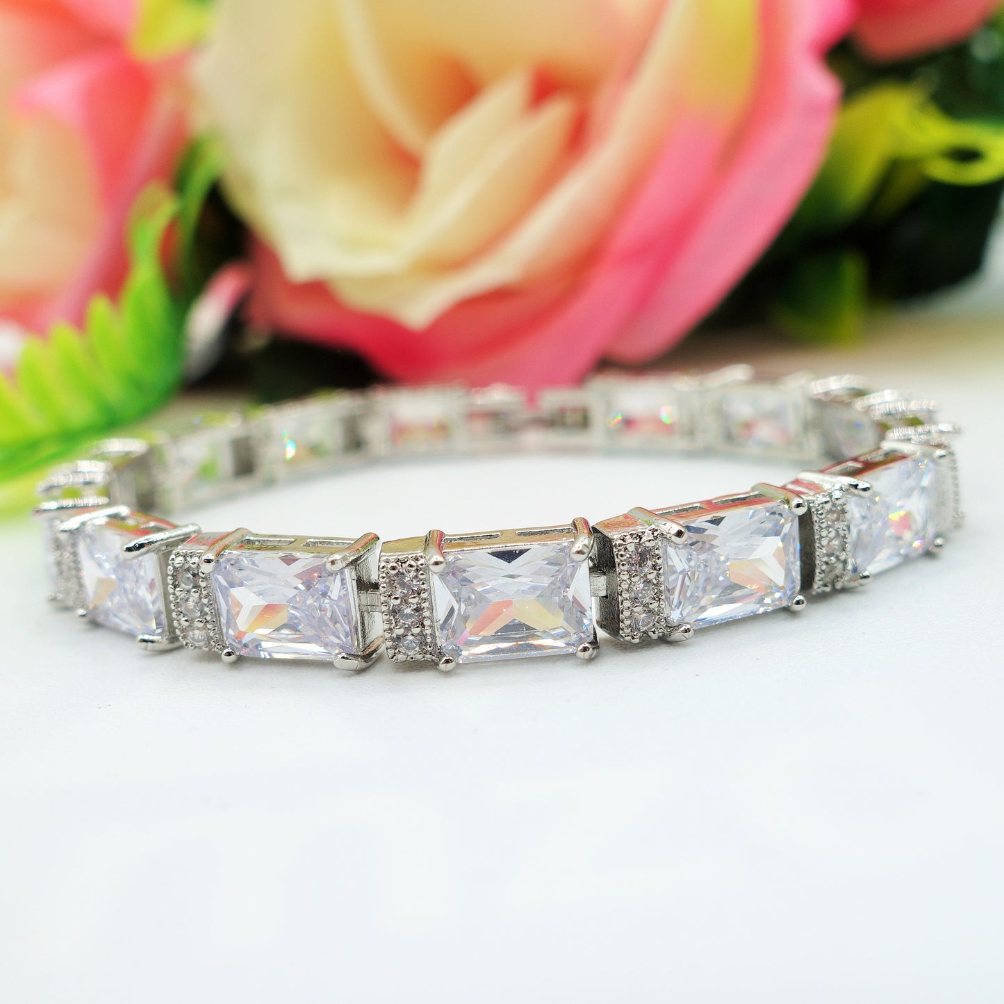 MELODIE - Bracciale Tennis con Cubic Zirconia taglio baguette