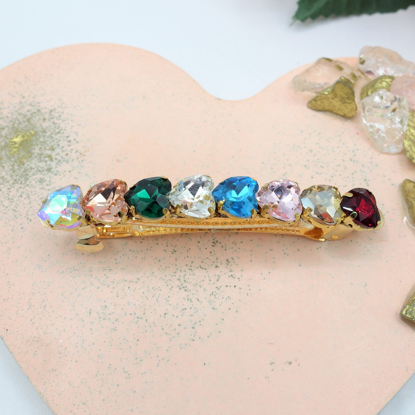 LUCE -Fermaglio per capelli con pietre sfaccettate a cuore