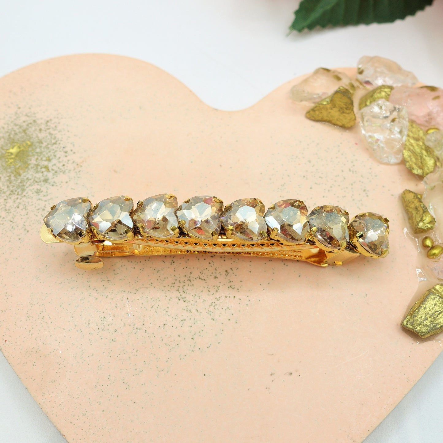 LUCE -Fermaglio per capelli con pietre sfaccettate a cuore
