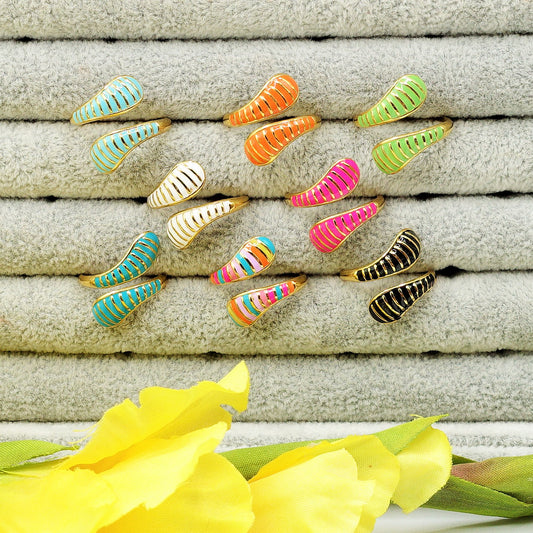 MADAGASCAR ~ Anello SMALTATO regolabile ACCIAIO INOSSIDABILE