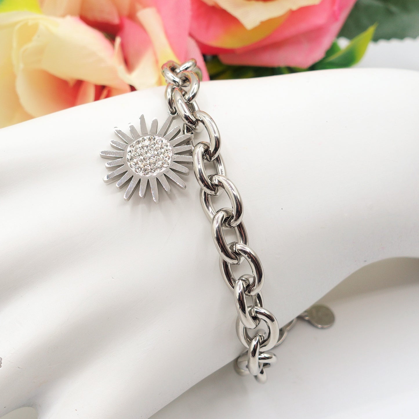 VIENNA ~ ACCIAIO INOSSIDABILE- Bracciale catena con ciondoli