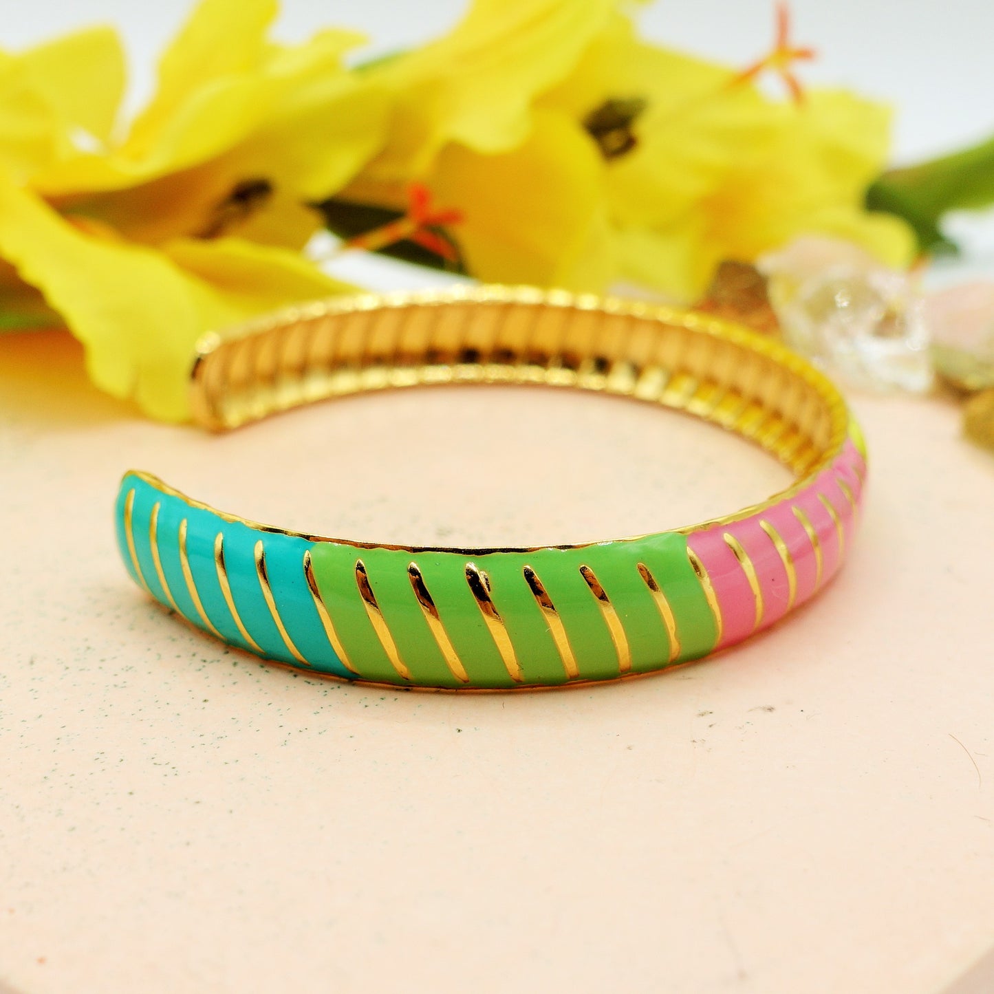 MADAGASCAR - ACCIAIO INOSSIDABILE Bracciale rigido smaltato