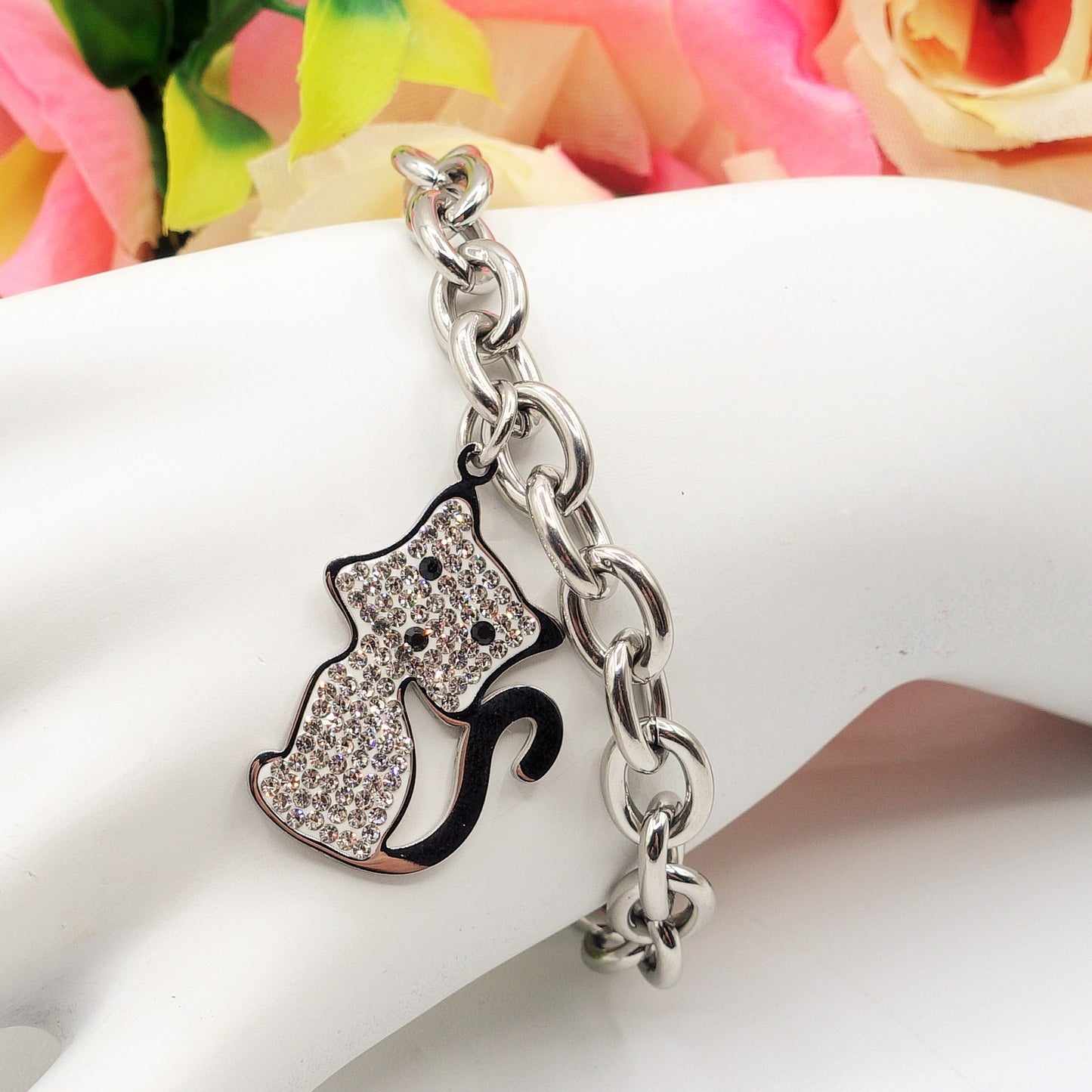VIENNA ~ ACCIAIO INOSSIDABILE- Bracciale catena con ciondoli