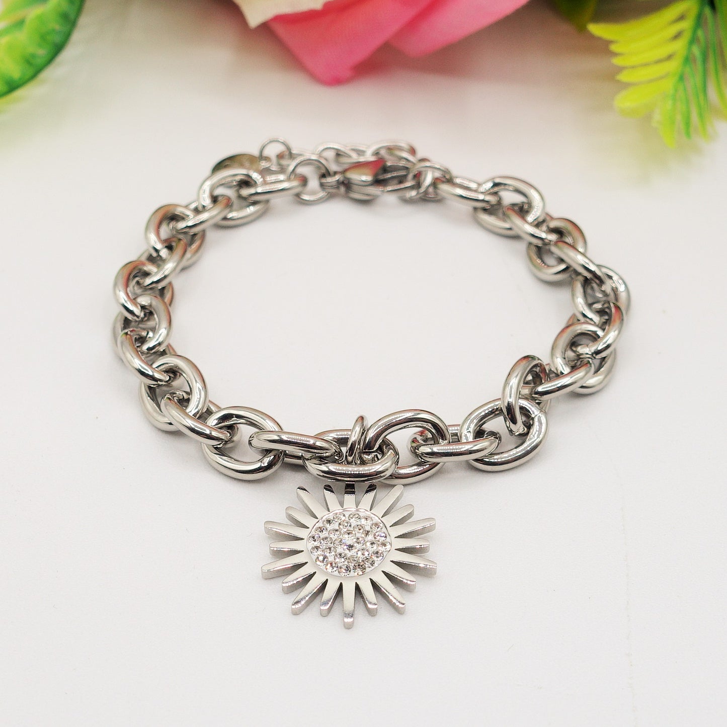 VIENNA ~ ACCIAIO INOSSIDABILE- Bracciale catena con ciondoli
