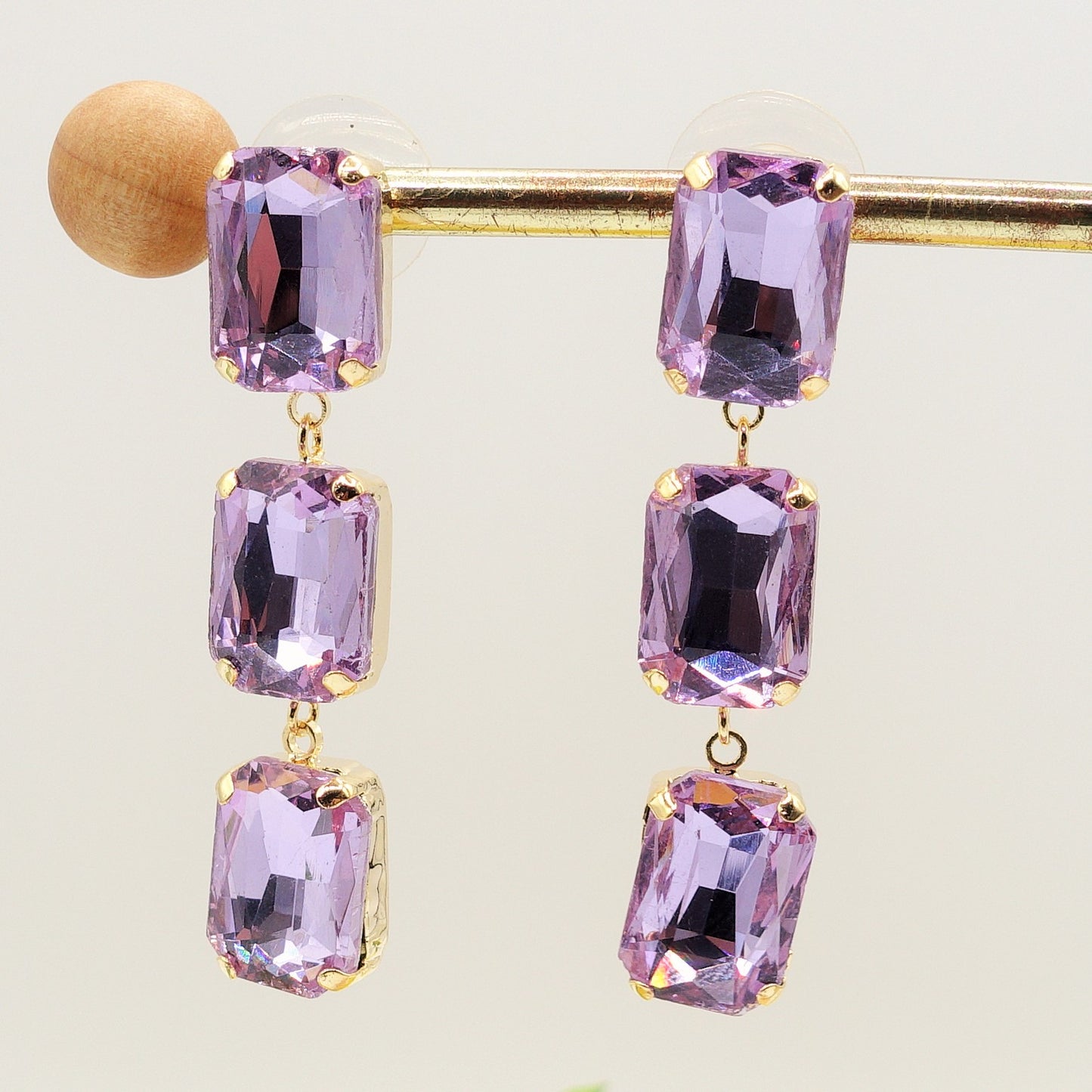 MARGOT DOUBLE SQUARE small - Paio Orecchini pendenti con pietre sfaccettate