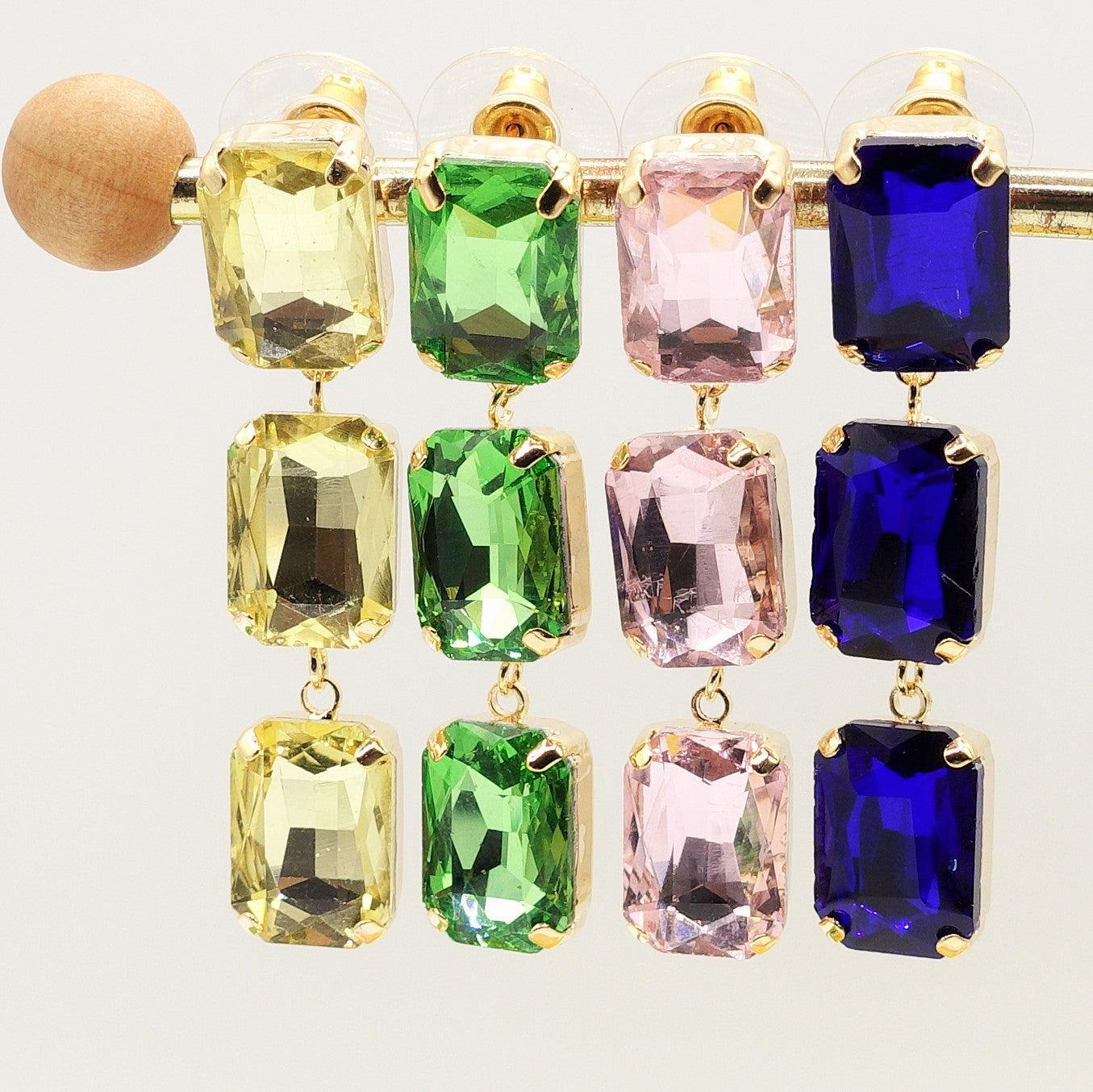 MARGOT DOUBLE SQUARE small - Paio Orecchini pendenti con pietre sfaccettate