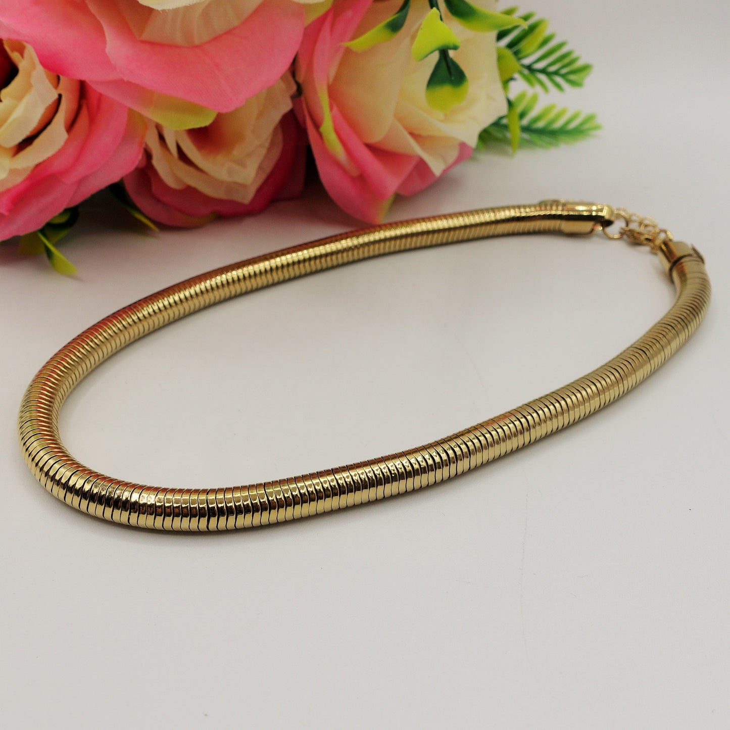 CASSANDRA ROUND ~ Collana tubogas tubolare ACCIAIO inossidabile