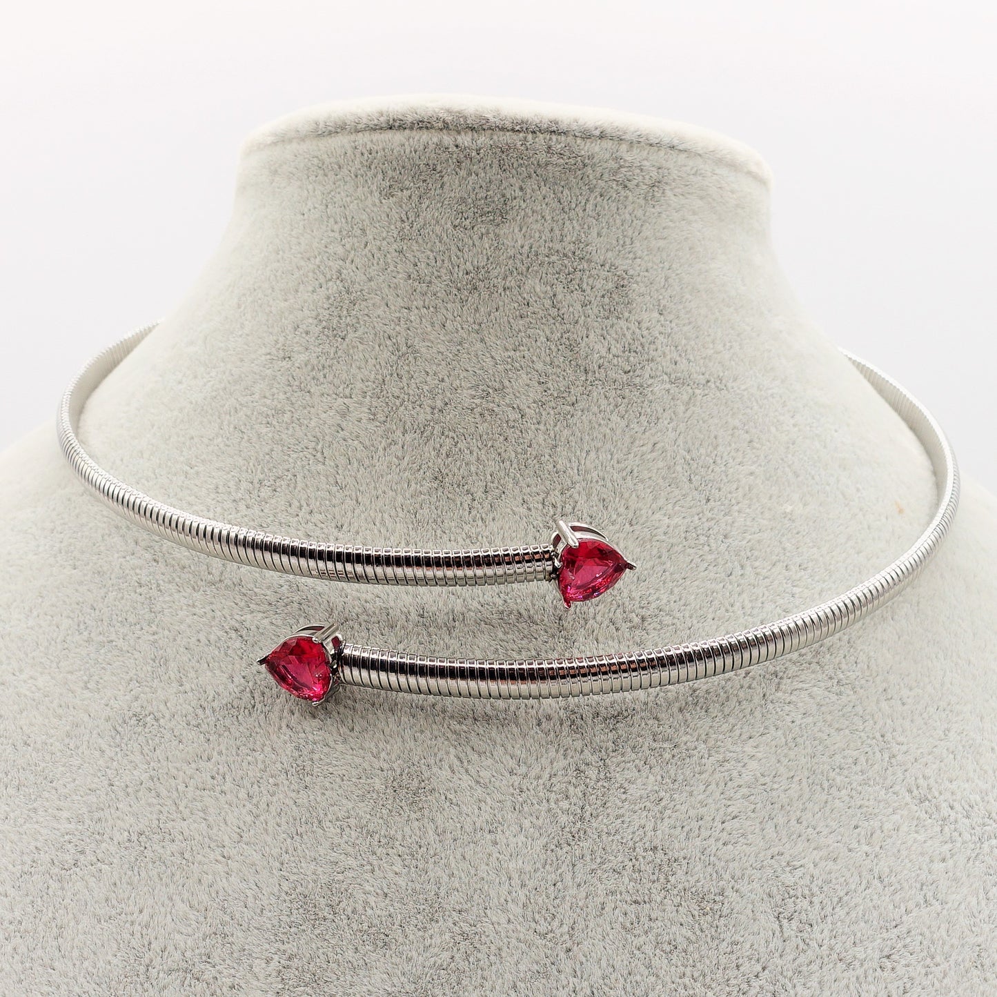CASSANDRA HEARTS ~ Collana tubogas girocollo ACCIAIO inossidabile e cubic zirconia