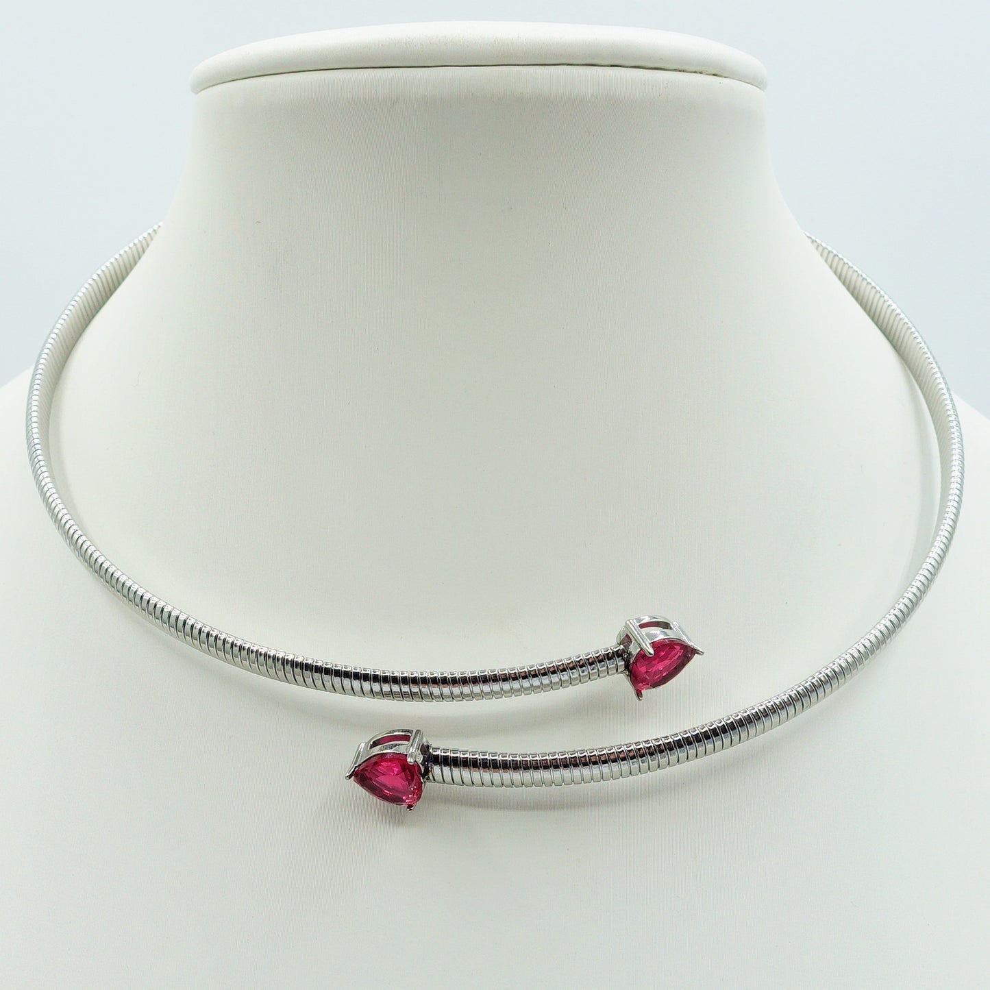 CASSANDRA HEARTS ~ Collana tubogas girocollo ACCIAIO inossidabile e cubic zirconia