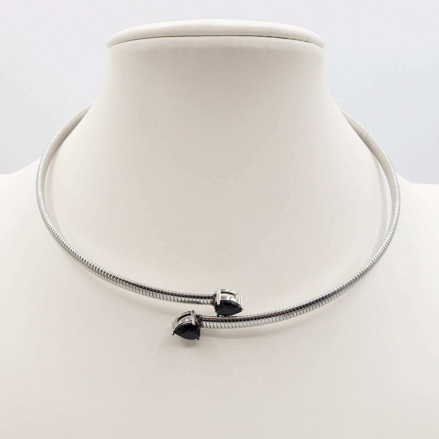 CASSANDRA HEARTS ~ Collana tubogas girocollo ACCIAIO inossidabile e cubic zirconia