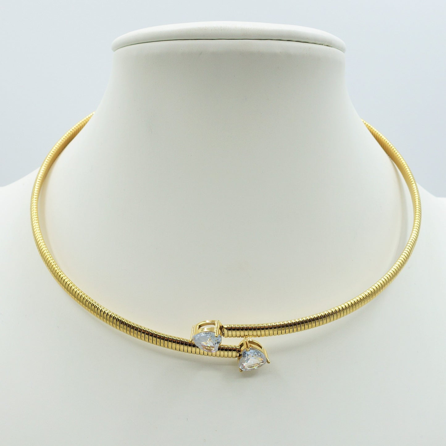 CASSANDRA HEARTS ~ Collana tubogas girocollo ACCIAIO inossidabile e cubic zirconia