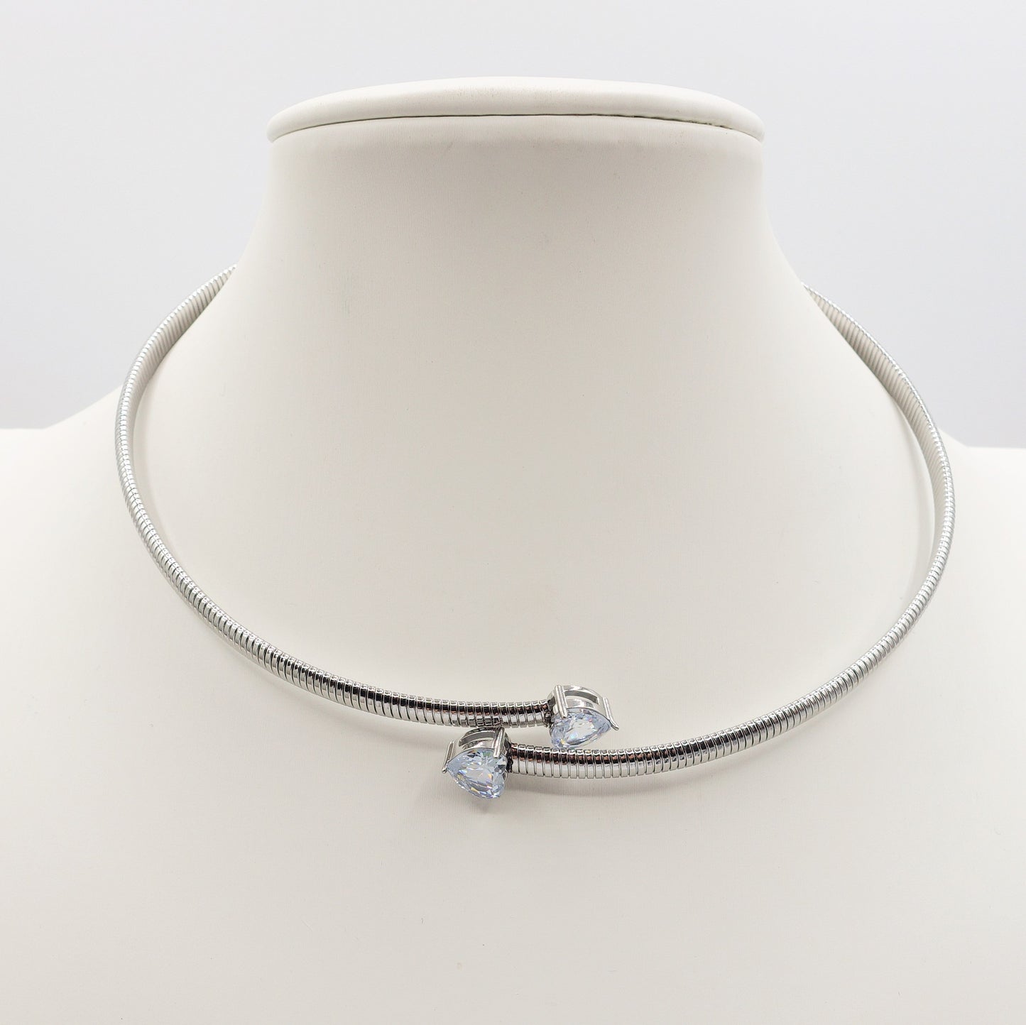 CASSANDRA HEARTS ~ Collana tubogas girocollo ACCIAIO inossidabile e cubic zirconia