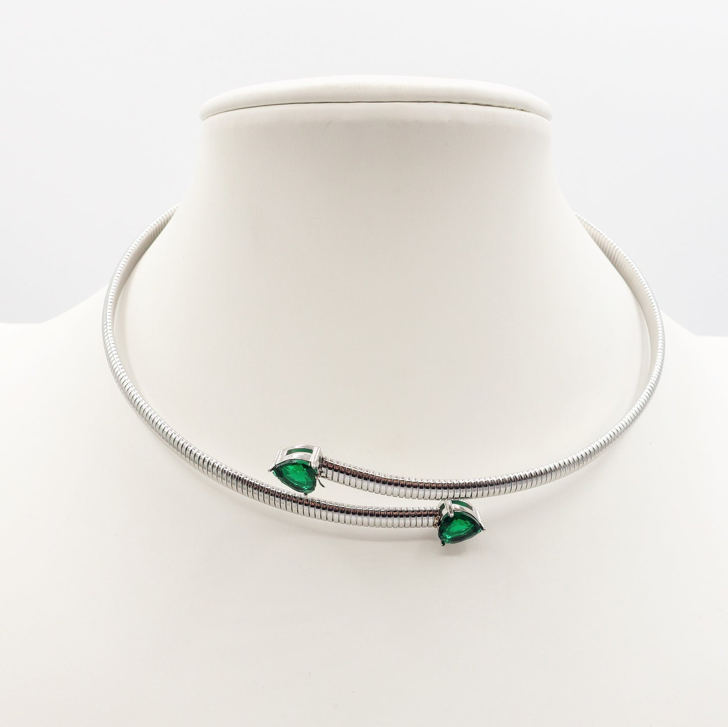 CASSANDRA HEARTS ~ Collana tubogas girocollo ACCIAIO inossidabile e cubic zirconia