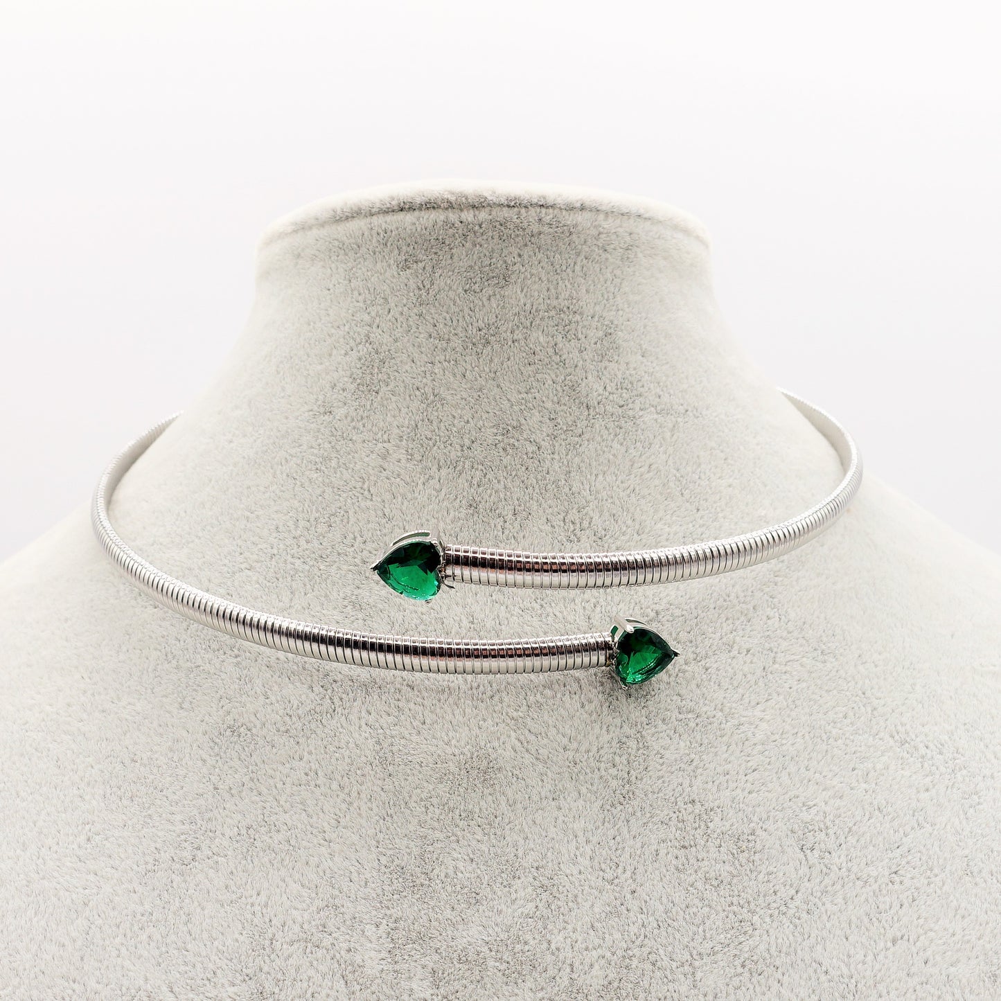 CASSANDRA HEARTS ~ Collana tubogas girocollo ACCIAIO inossidabile e cubic zirconia