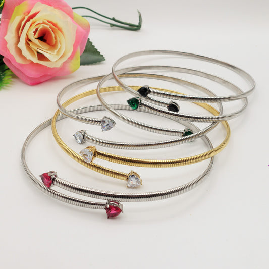 CASSANDRA HEARTS ~ Collana tubogas girocollo ACCIAIO inossidabile e cubic zirconia