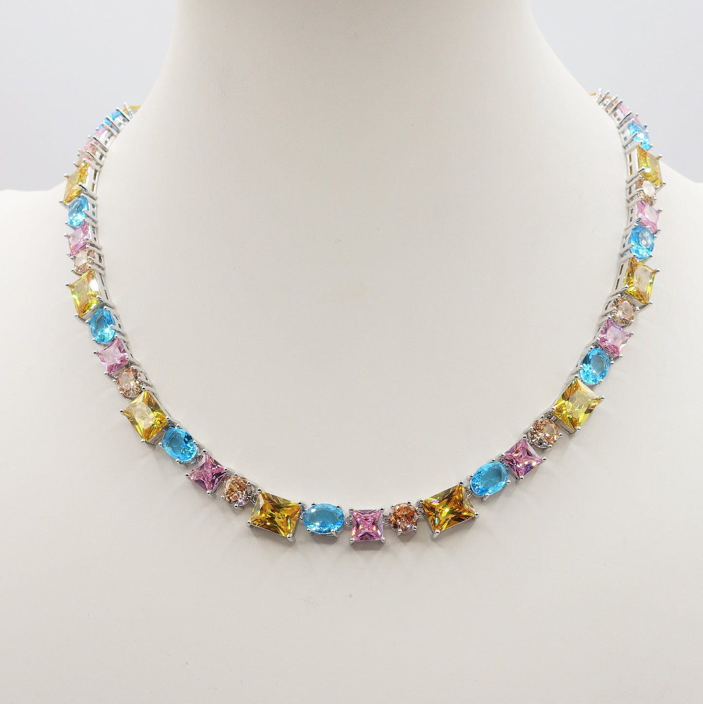 CHARIS Collier Tennis - Collana con Cubic Zirconia RAINBOW