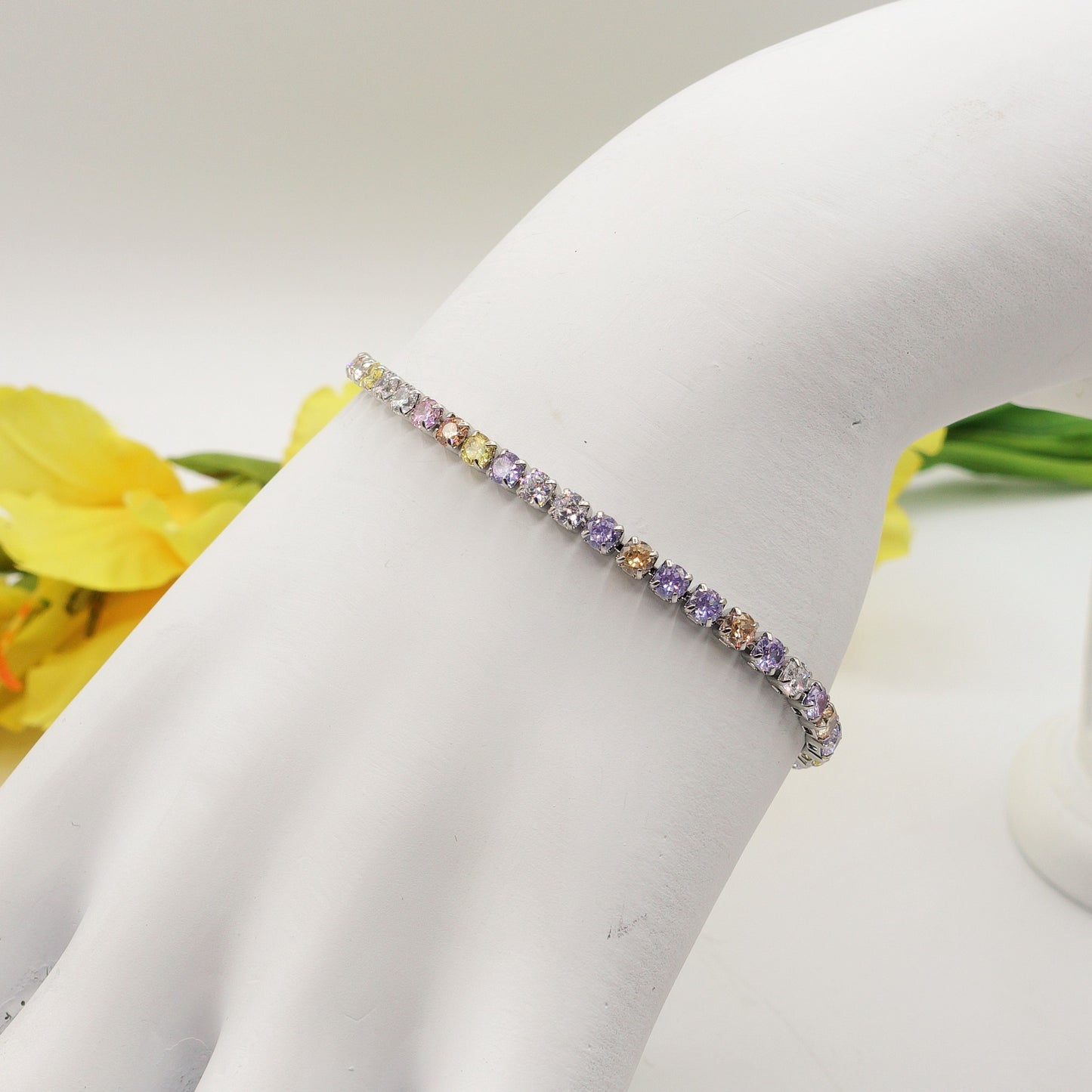 ALICIA ~ Bracciale tennis in ACCIAIO INOSSIDABILE con Cubic Zirconia